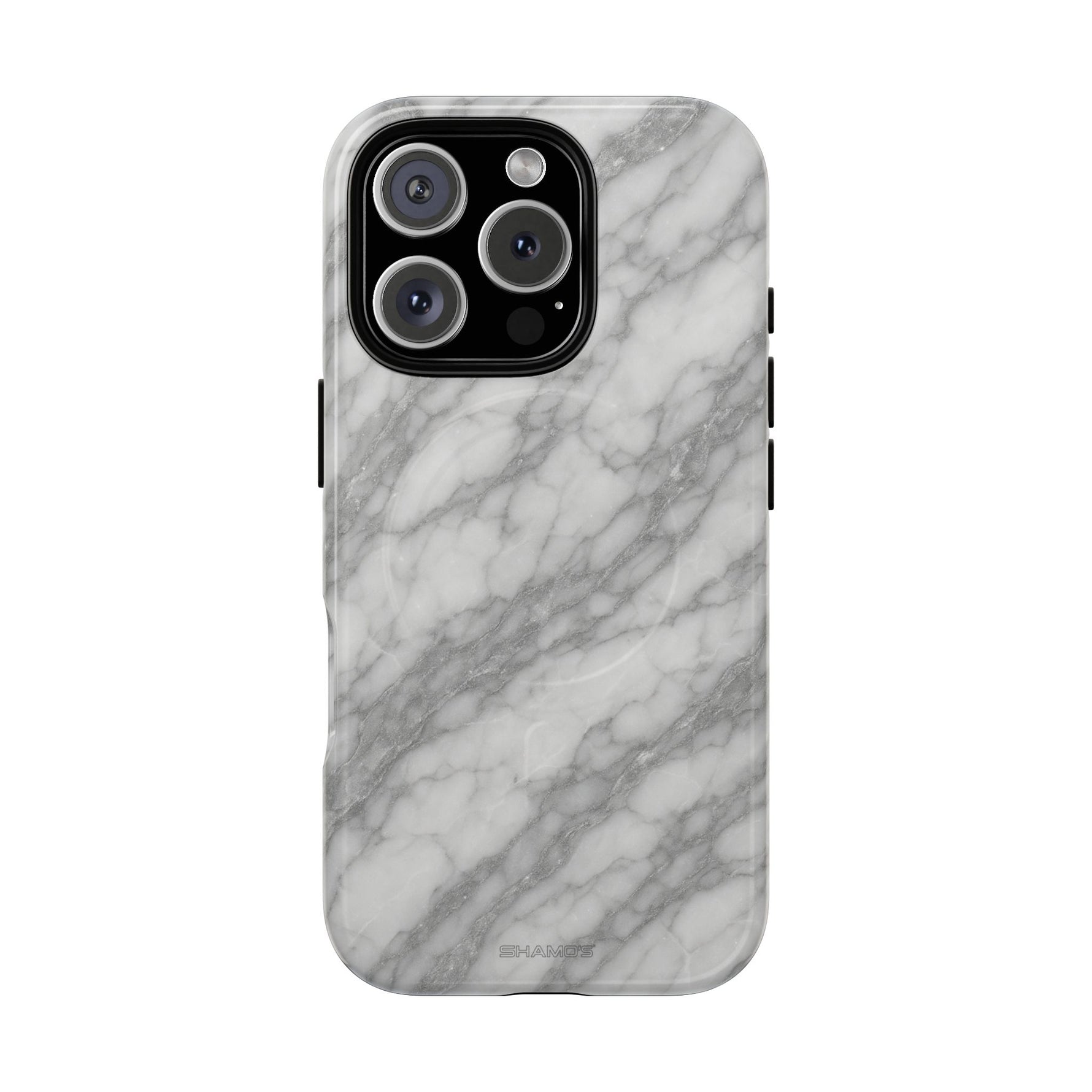 Silver Mist Marble iPhone Case with MagSafe - iPhone 16 Pro / Glossy - Shamo's