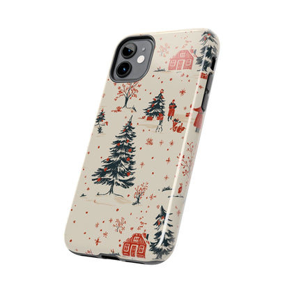 Winter Village Holiday Tough iPhone Case — Vintage Holidays & Snow Scene