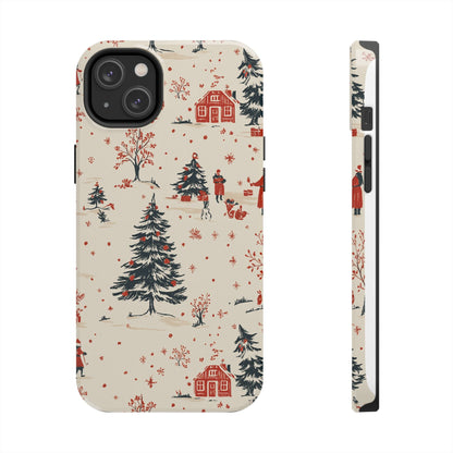 Winter Village Holiday Tough iPhone Case — Vintage Holidays & Snow Scene