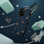 Desert Moon MagSafe Phone Case, glossy square triple-camera Pro model, rear view with magnetic accessories