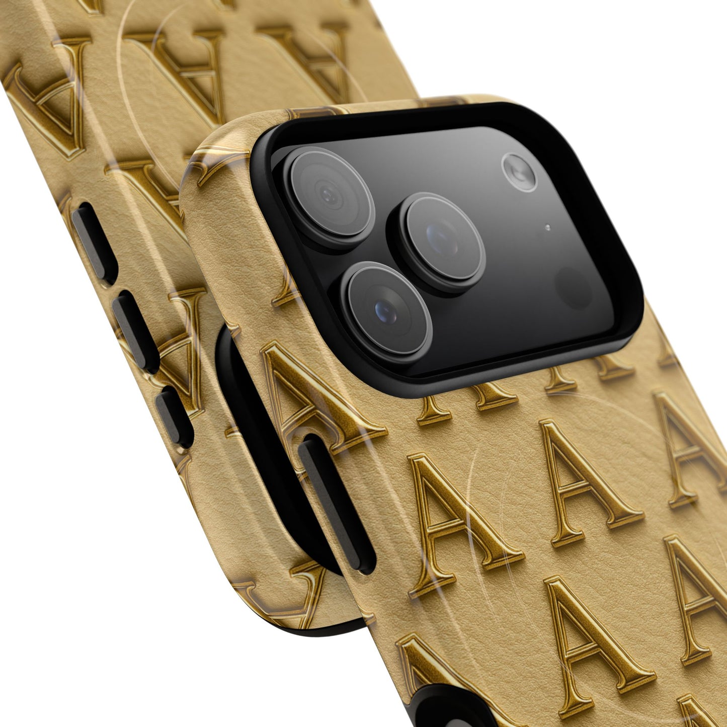 Gold Monogram 'A' iPhone Case with MagSafe