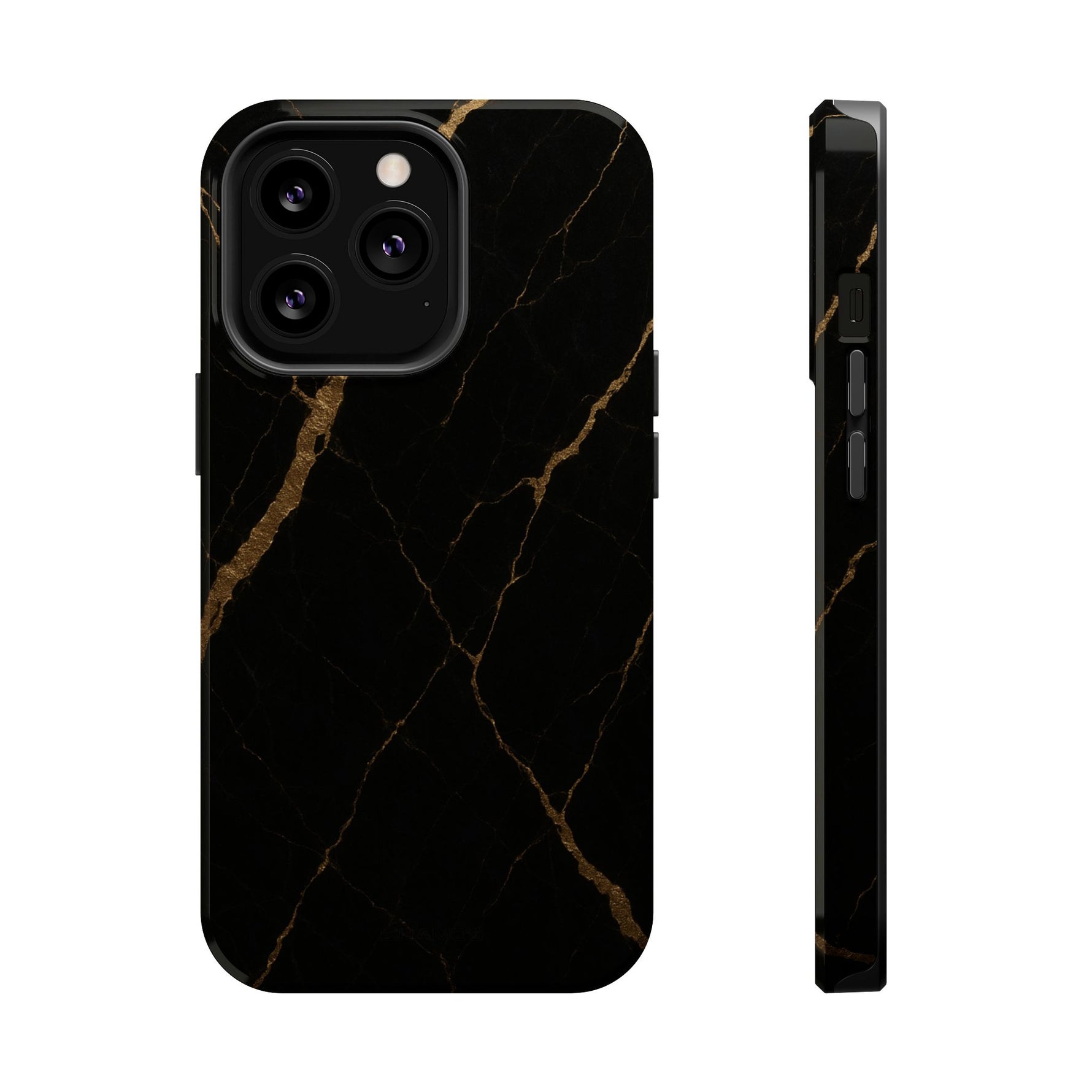 Black & Gold Marble iPhone Case with MagSafe - iPhone 13 Pro / Glossy - Shamo's