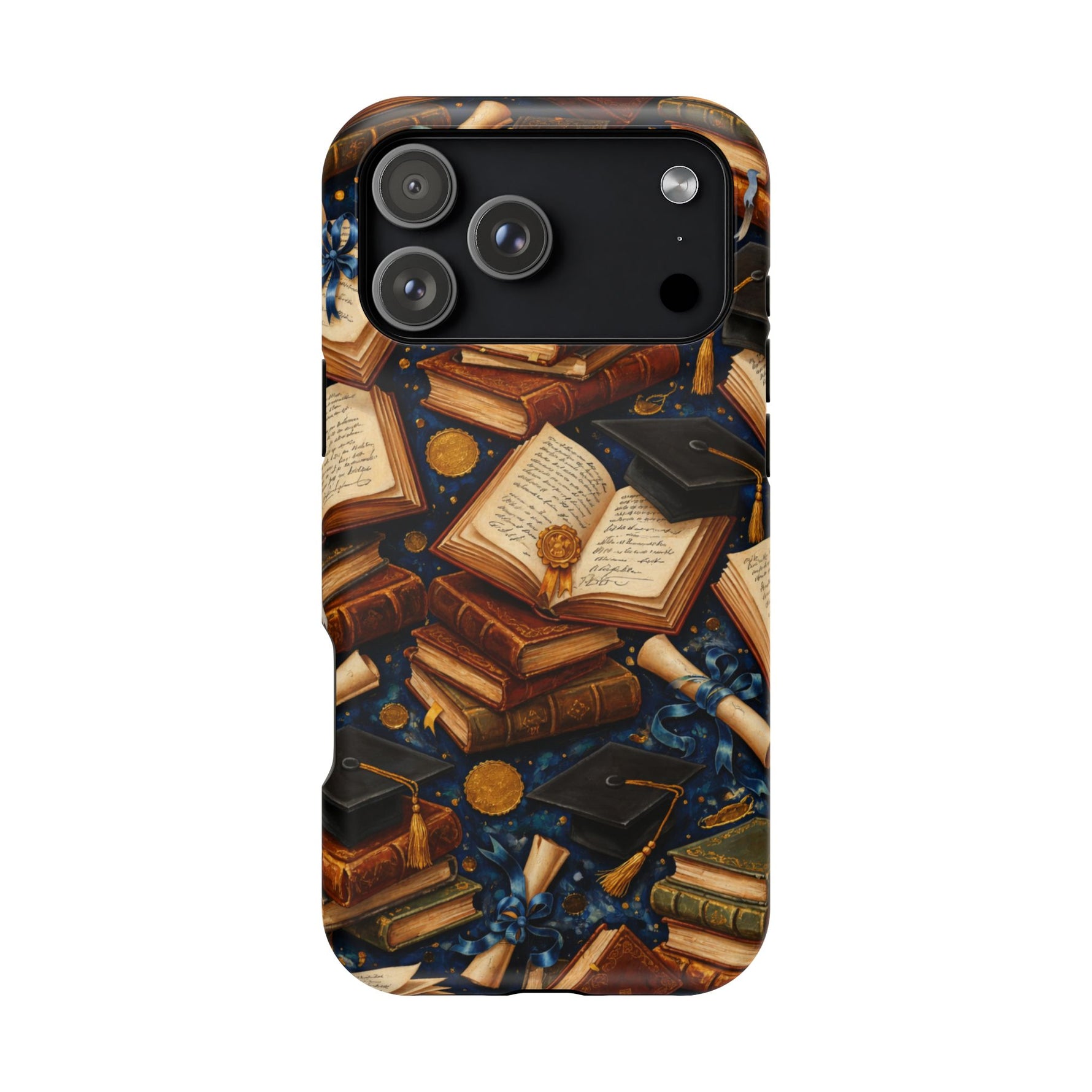 Vintage Books & Graduation Caps MagSafe Phone Case, Impact-Resistant Graduation Gift - iPhone 17 Pro Max / Matte - Shamo's