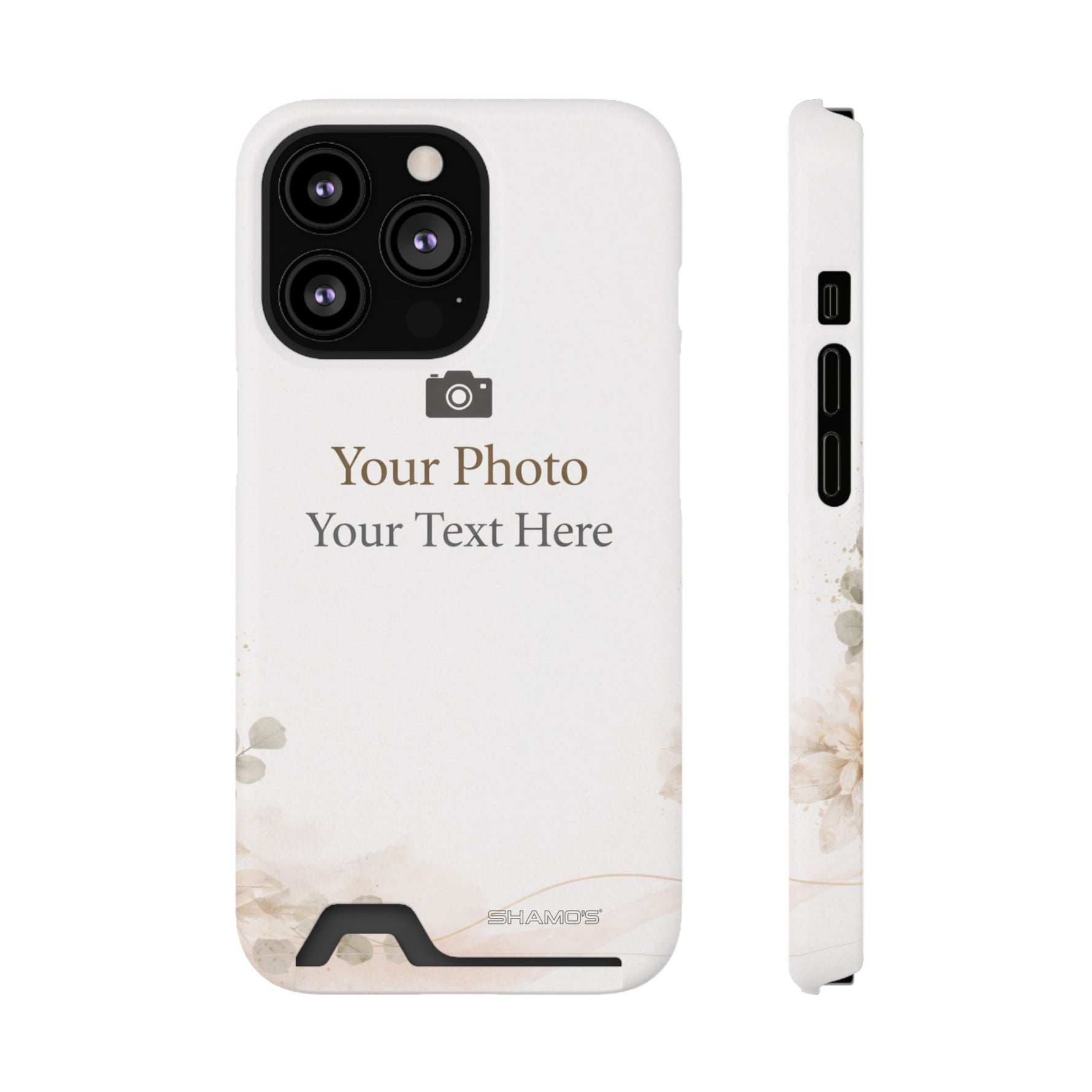 Personalizable Card-Holder Custom Phone Case | Add Your Own Photo and Text - iPhone 13 Pro / Glossy / Without gift packaging - Shamo's
