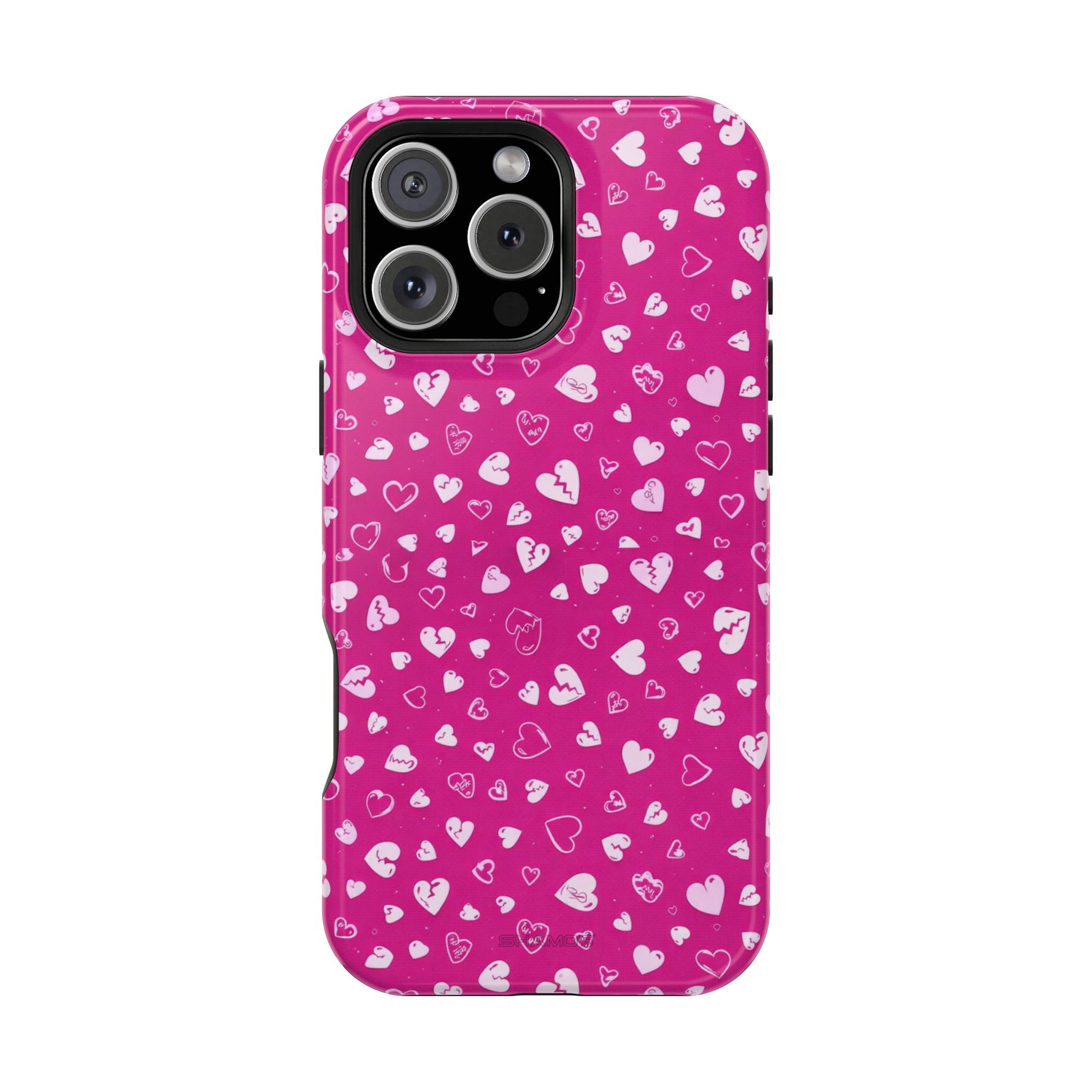 Broken Heart Hot Pink Impact-Resistant iPhone Case | MagSafe - iPhone 16 Pro Max / Glossy - Shamo's