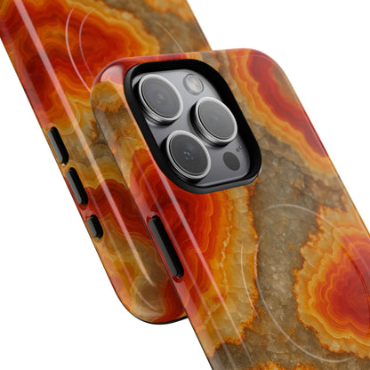 Agate Glow Marble iPhone Case Orange Geode Stone Design with MagSafe - Shamo's