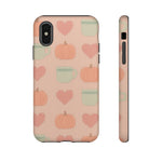 Autumn Cozy iPhone Case – Pumpkin, Heart & Coffee Cup Pattern - Shamo's