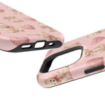 Pink Teddy Hearts Love iPhone Case, Impact-Resistant MagSafe Compatible