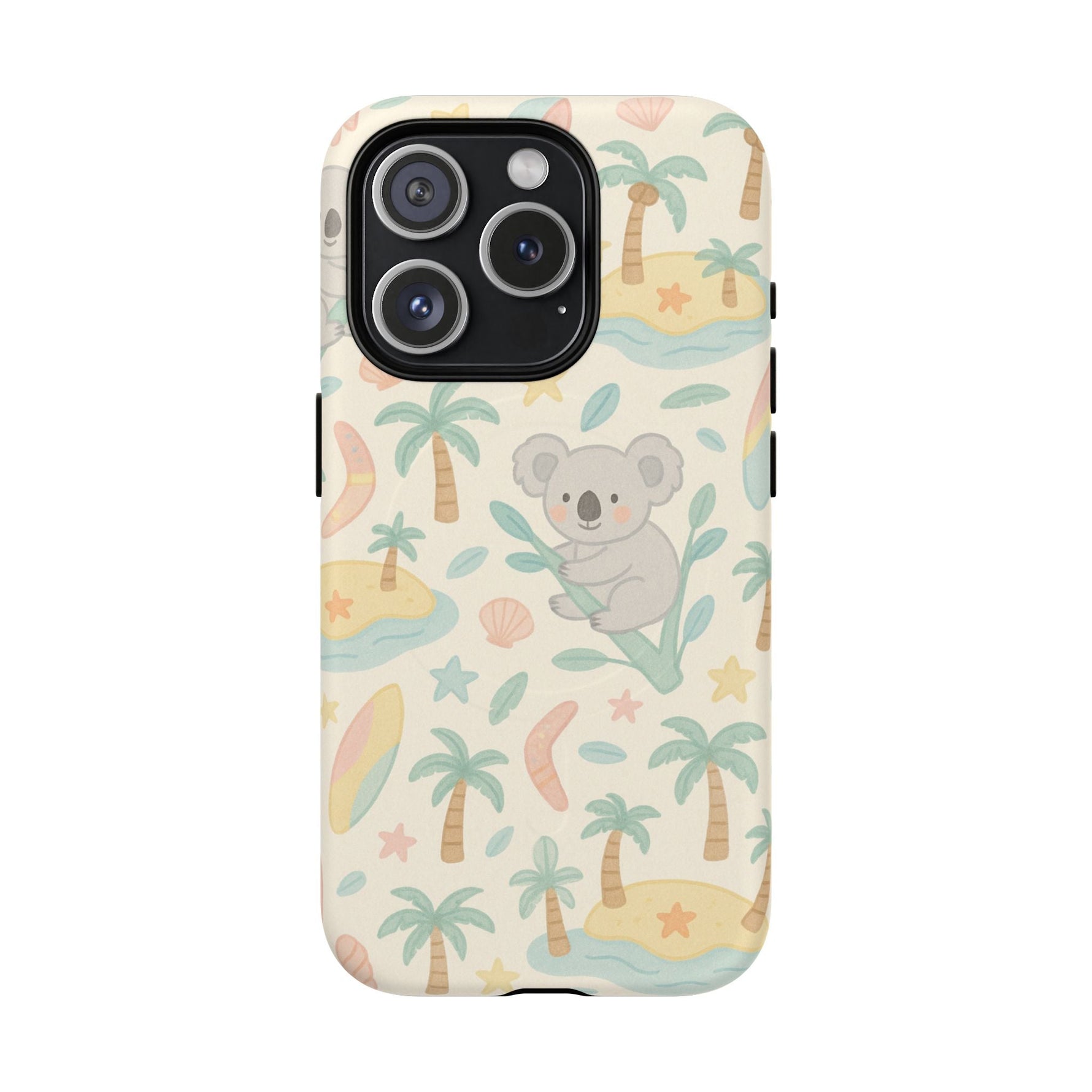 Australia Hand-Drawn Koala Beach iPhone Case — Cute Tropical Palm & Surf Print | with MagSafe  Shamo's iPhone 15 Pro / Matte