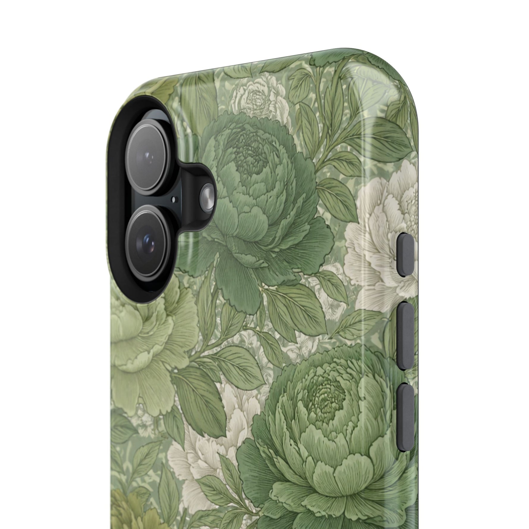 Green Succulent Floral Magnetic Impact-Resistant iPhone Case, MagSafe Compatible - iPhone 17 / Glossy - Shamo's