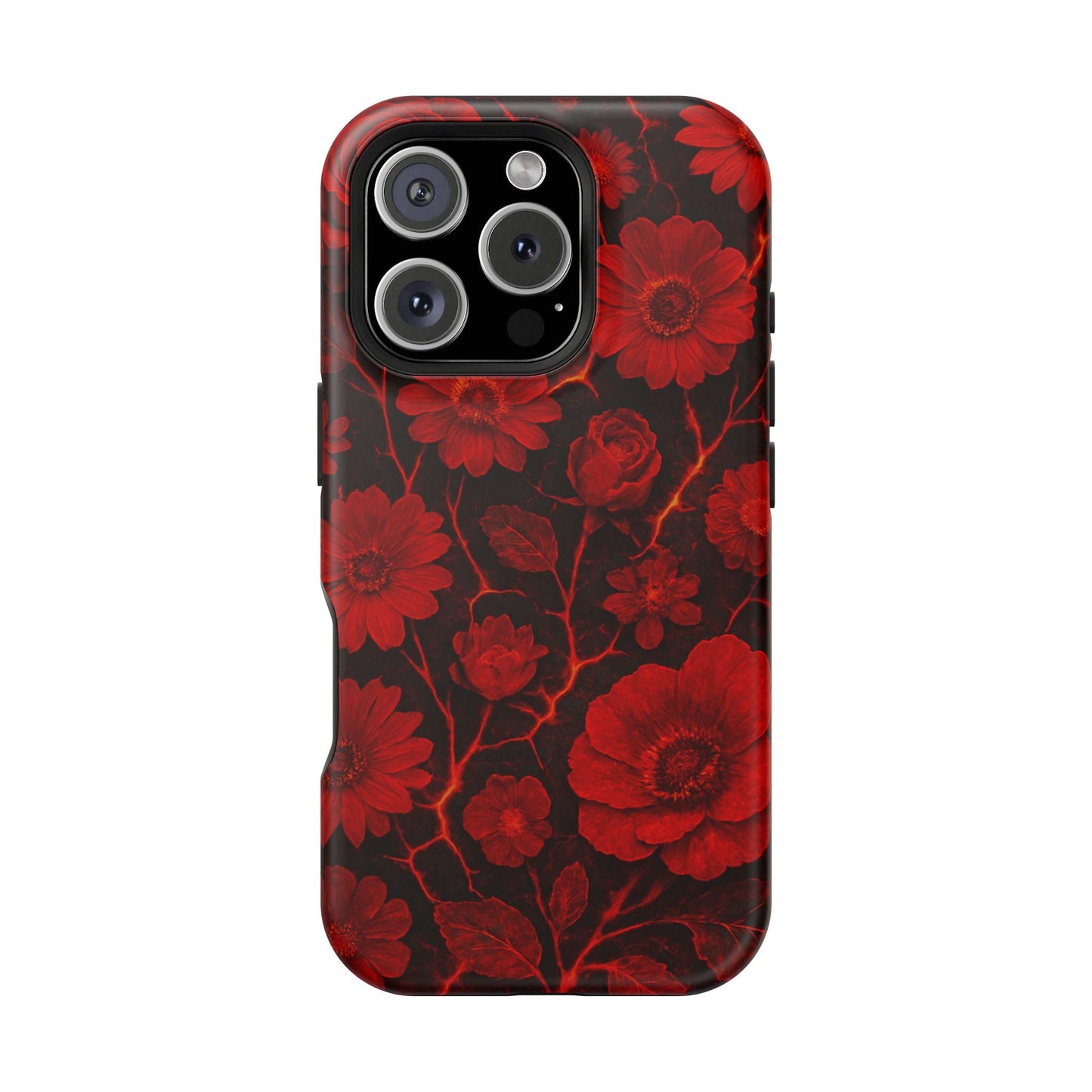Melted Lava Dark Red Floral iPhone Case — MagSafe Compatible  Shamo's iPhone 16 Pro / Matte