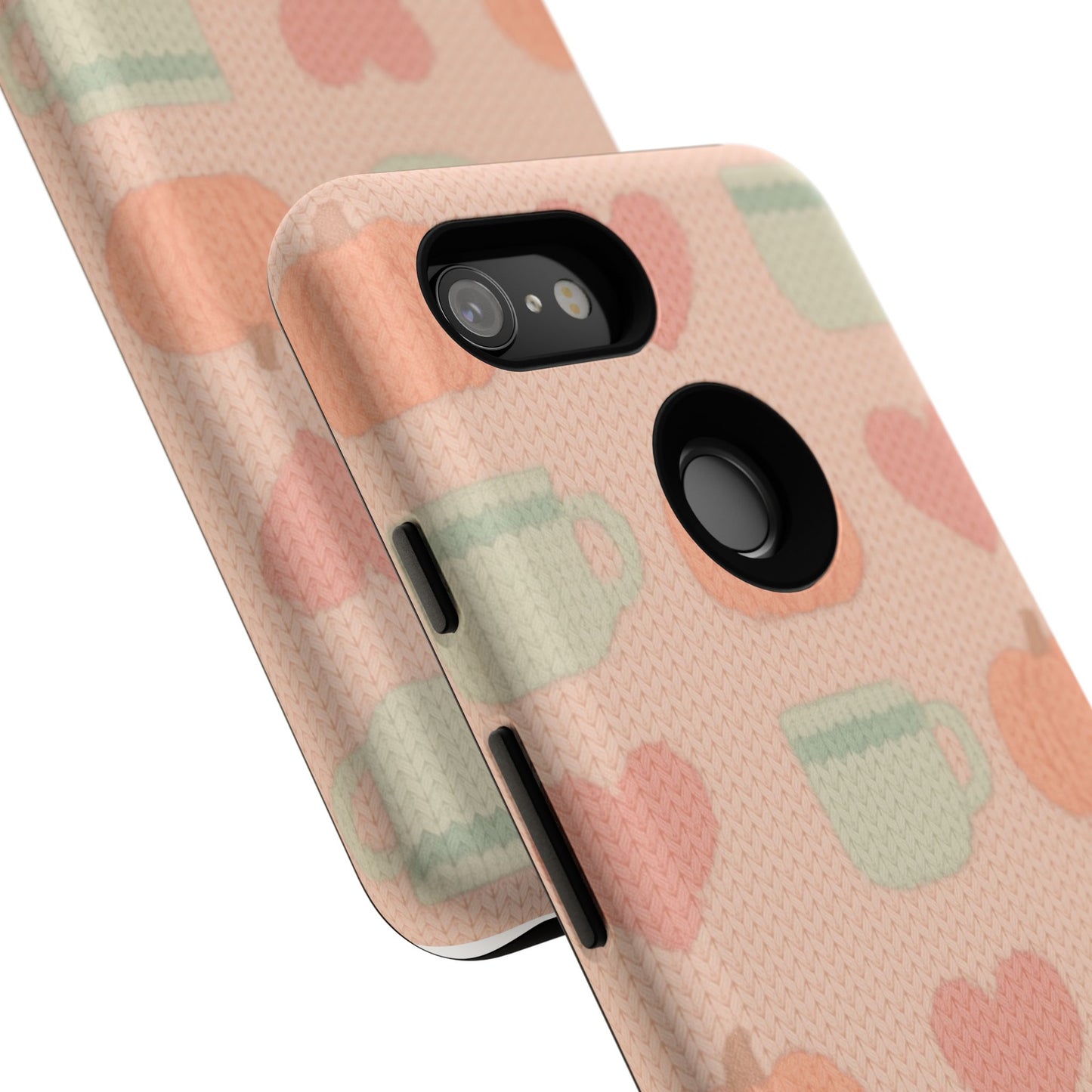 Autumn Cozy iPhone Case – Pumpkin, Heart & Coffee Cup Pattern