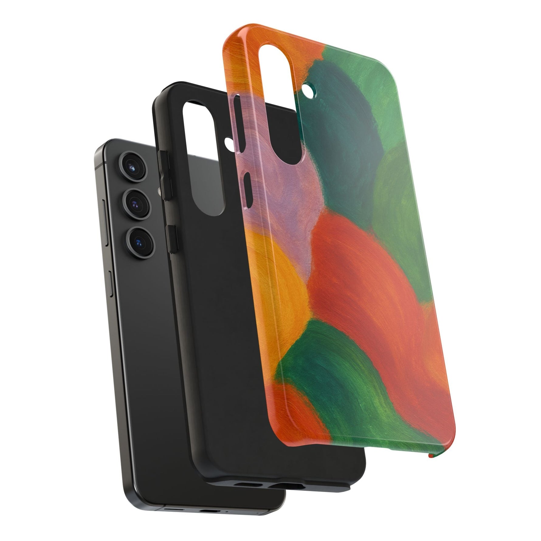 Abstract Color Wave Tough Phone Case — Bold Orange & Green Protective Phone Cover  Shamo's