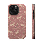 Rose Ponies MagSafe Phone Case, glossy iPhone 14 Pro, rear and side profile