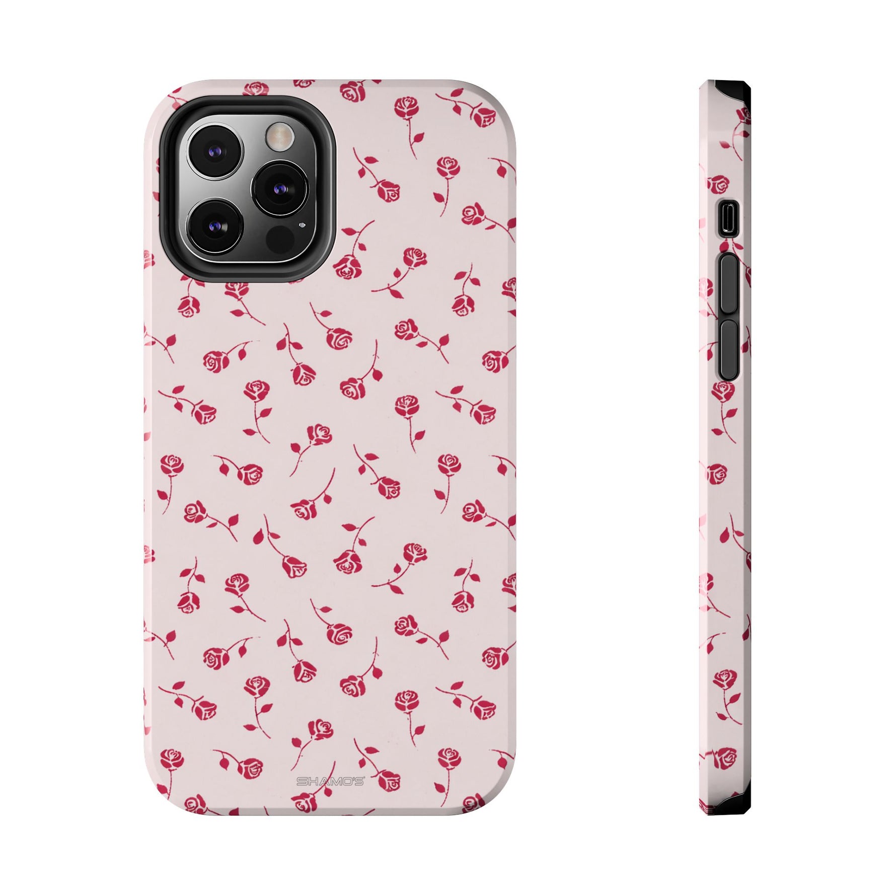 Pink Rose Pattern Tough Phone Case — Impact-Resistant Protective Cover