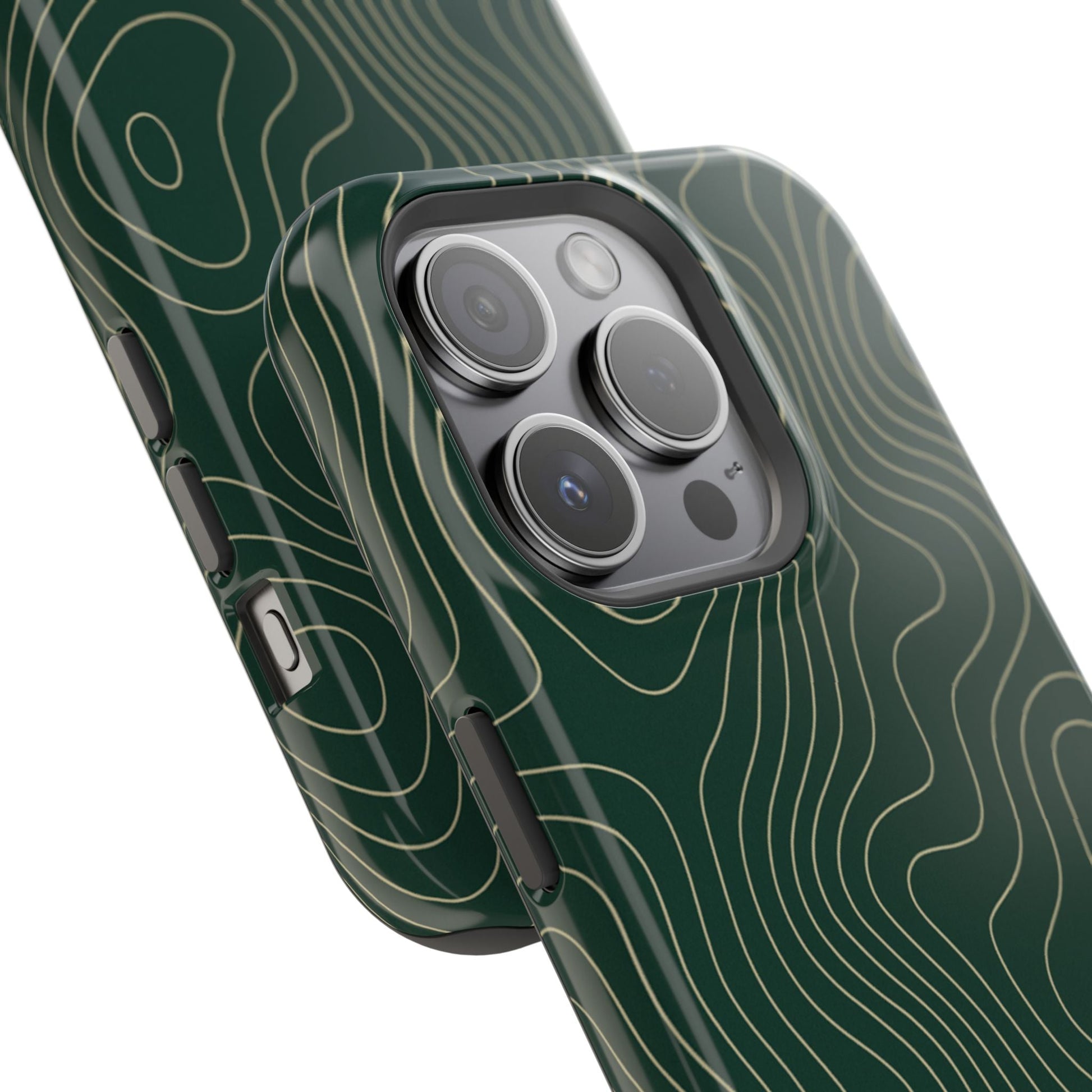 Topographic Green Magnetic Impact-Resistant iPhone Case | MagSafe compatible  Shamo's