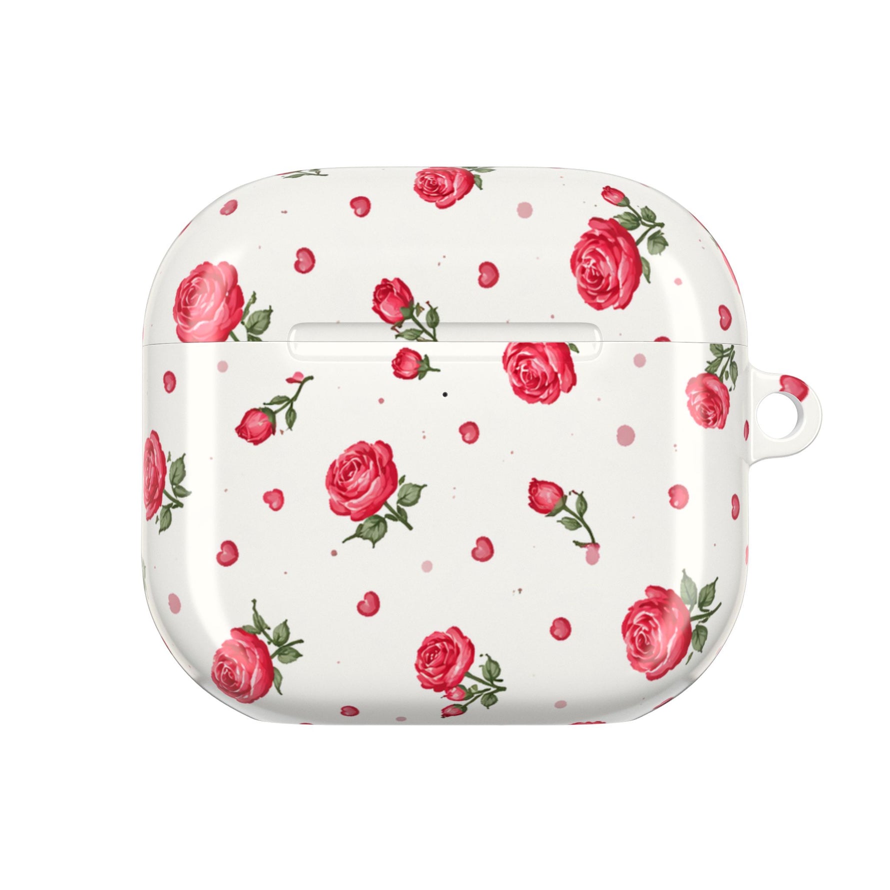 Floral Rose Pattern AirPod Case — Vintage Pink Rose Protective Cover - AirPods Pro Gen 1 / White / Glossy - Shamo's