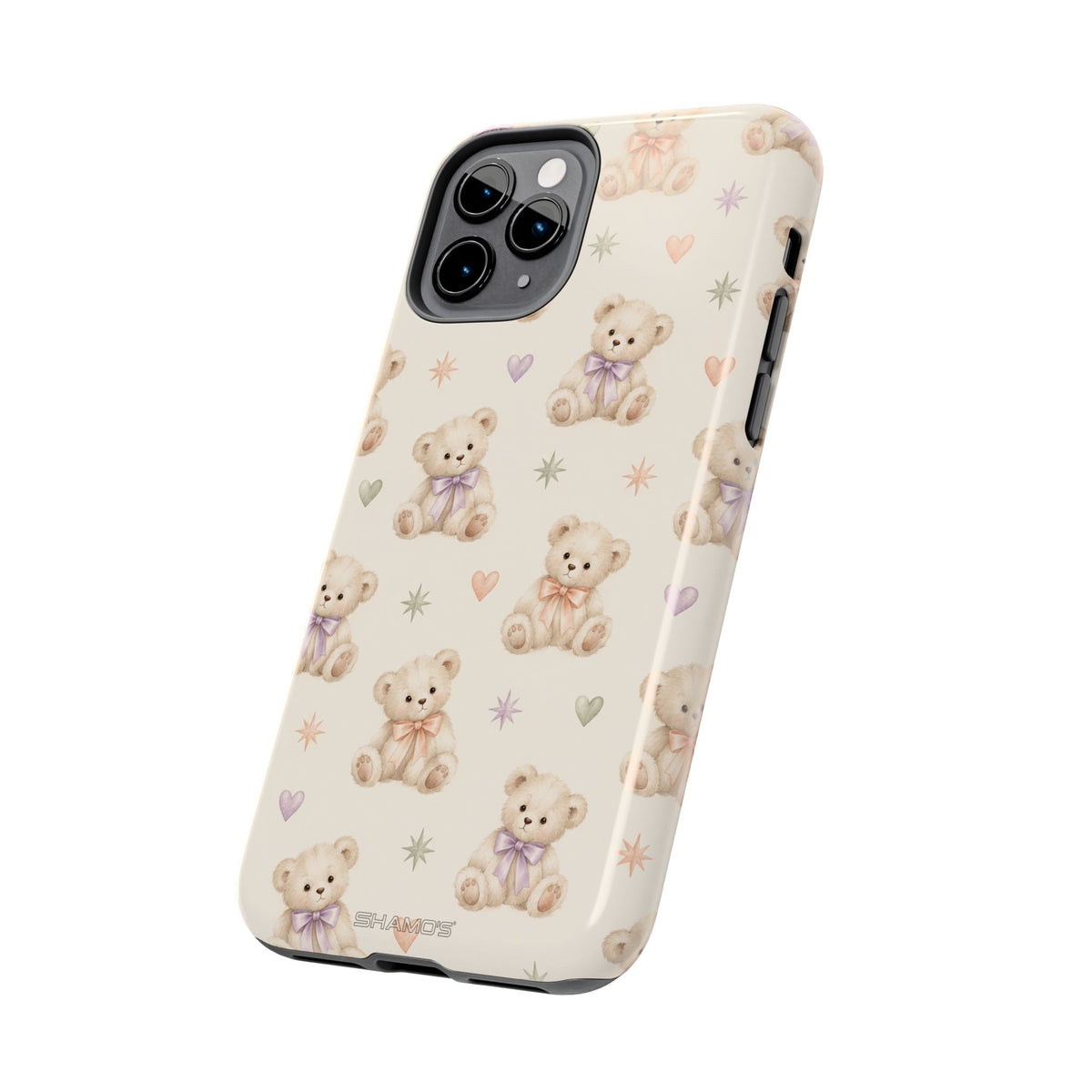 Cute Pastel Bear Impact Phone Case | Heart & Star Kawaii Pattern