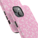Pink Bow Pattern Impact-Resistant iPhone Case | MagSafe