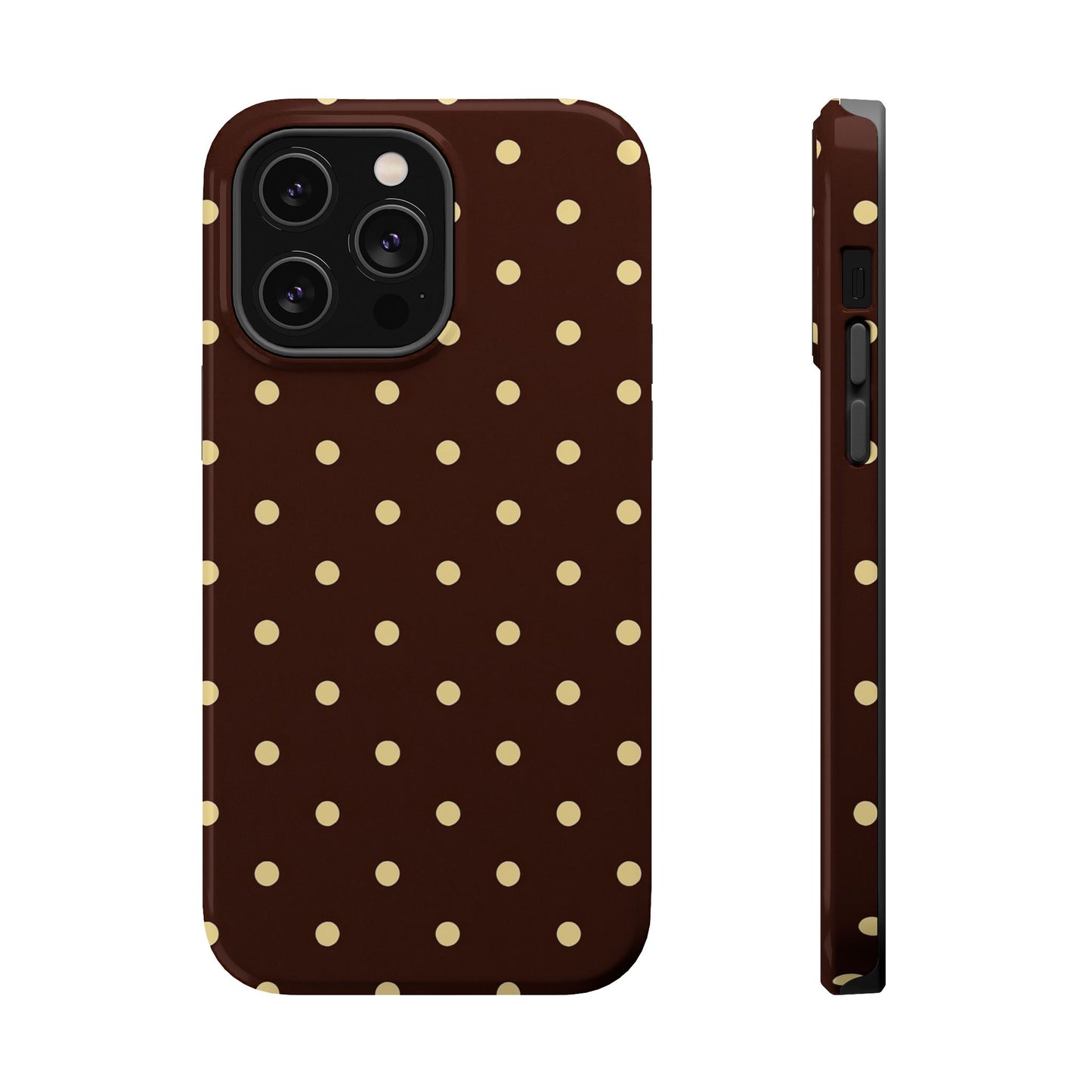 Polka Dot iPhone Case — Brown & Cream Protective Cover with MagSafe compatibility
