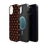Polka Dot iPhone Case — Brown & Cream Protective Cover with MagSafe compatibility  Shamo's