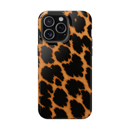 Leopard Print Impact-Resistant iPhone Case with MagSafe compatibility