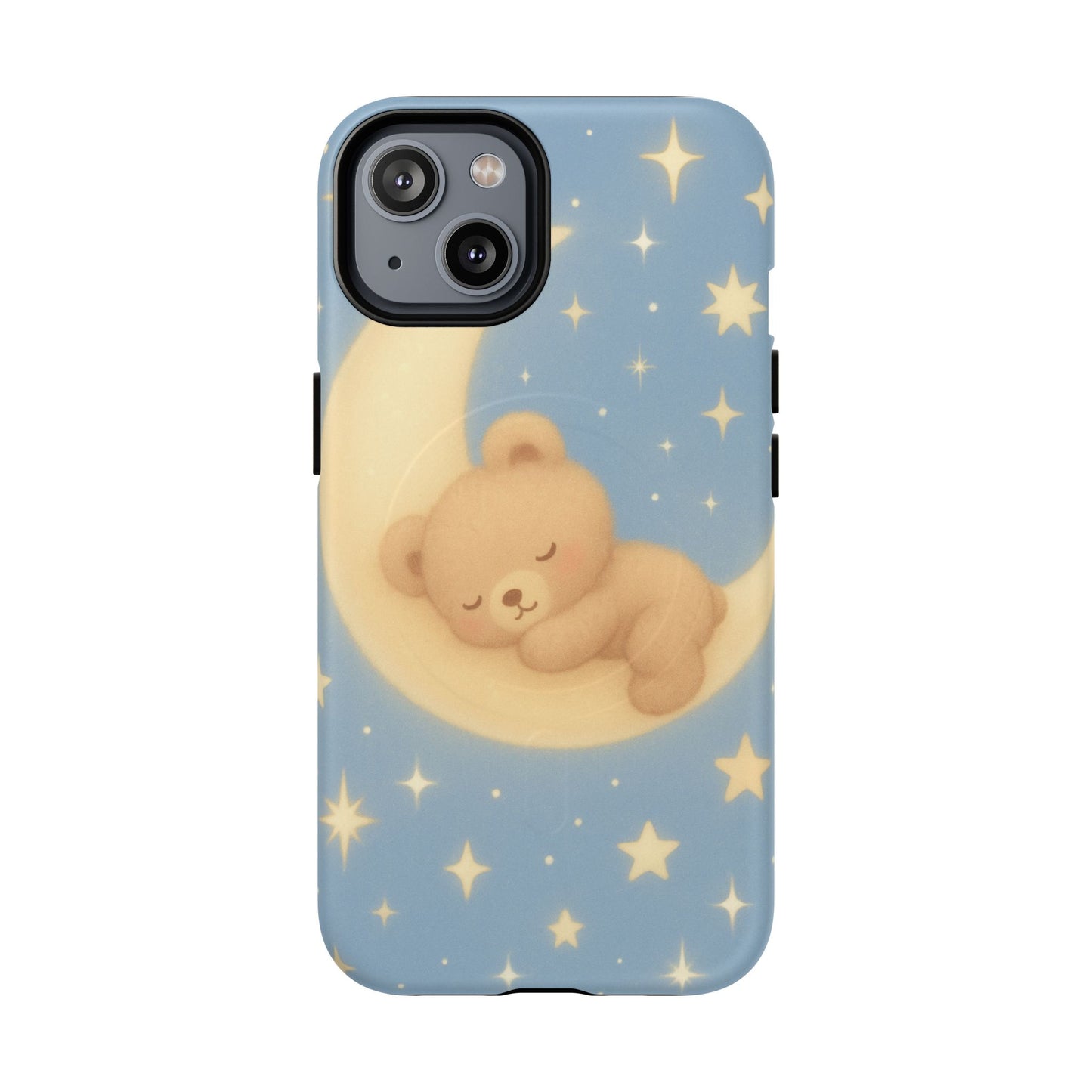 Sleepy Teddy Bear & Stars iPhone Case with MagSafe