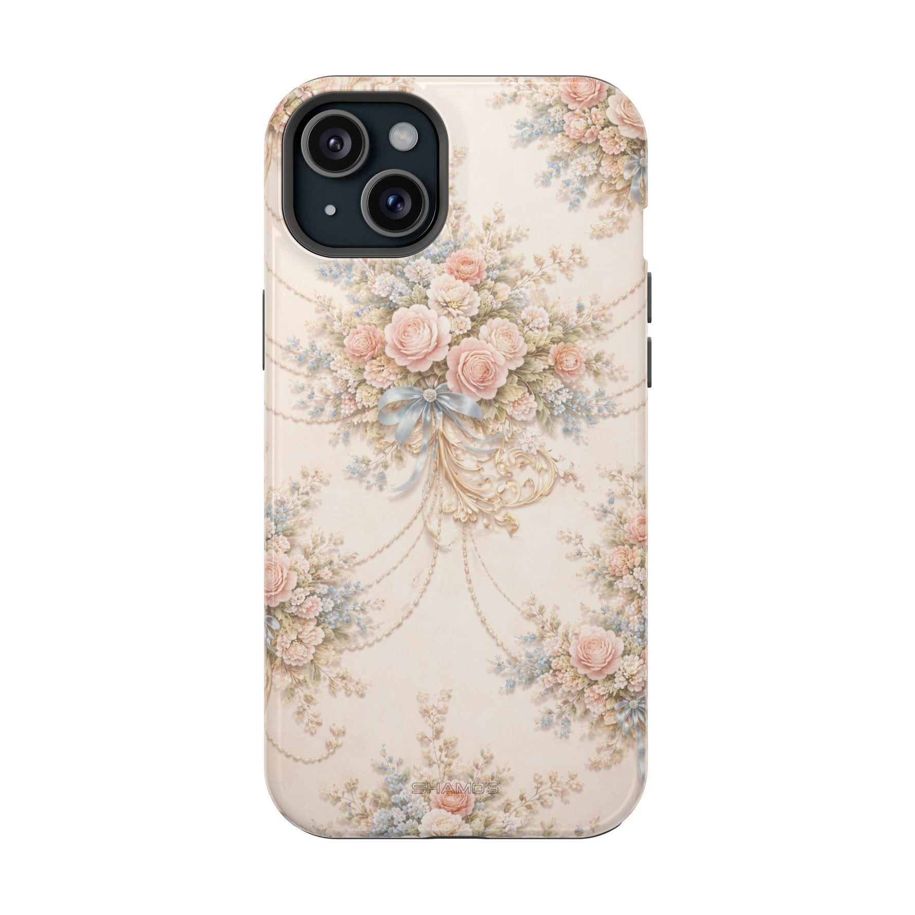 Floral Vintage Rose Phone Case, MagSafe Impact-Resistant - iPhone 15 Plus / Glossy - Shamo's
