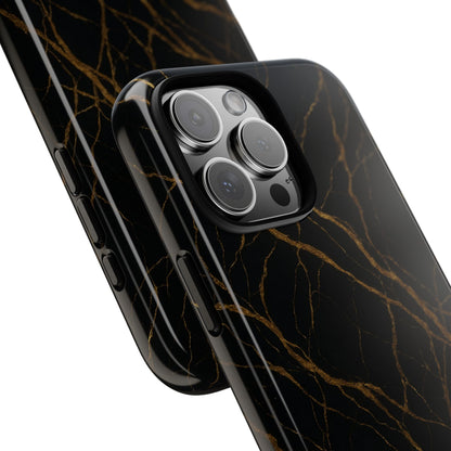 Black Marble Tough iPhone Case