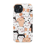 Cute Cartoon Cats & Puppies Phone Case with MagSafe Compatibility