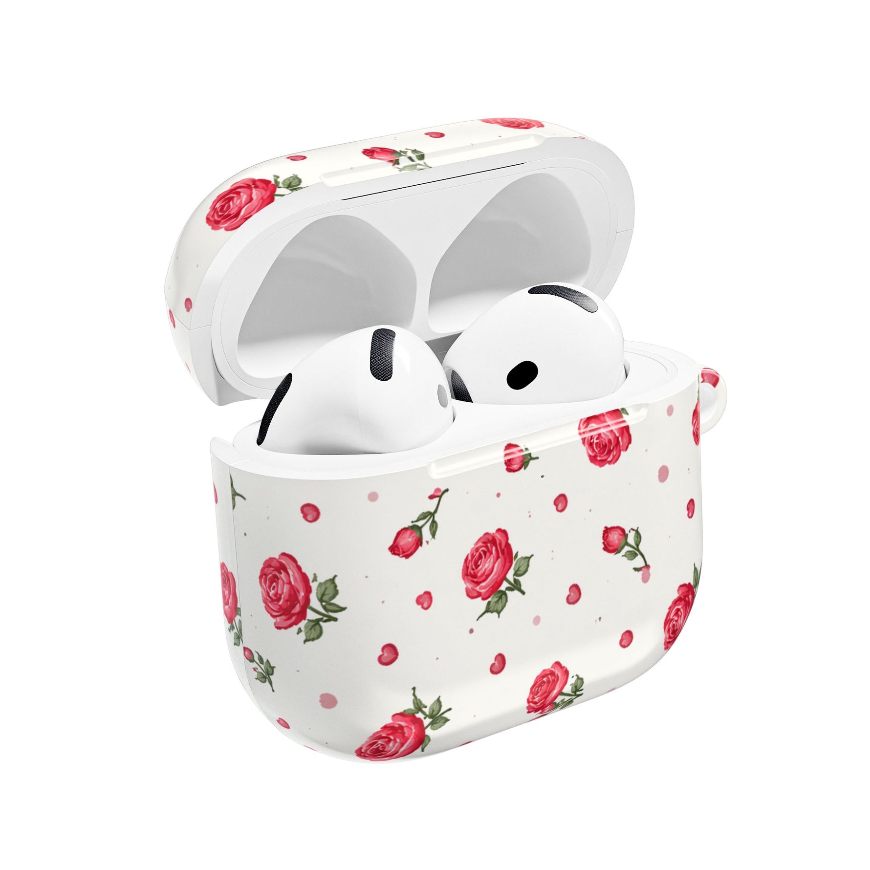 Floral Rose Pattern AirPod Case — Vintage Pink Rose Protective Cover - AirPods Gen 4 / White / Glossy - Shamo's