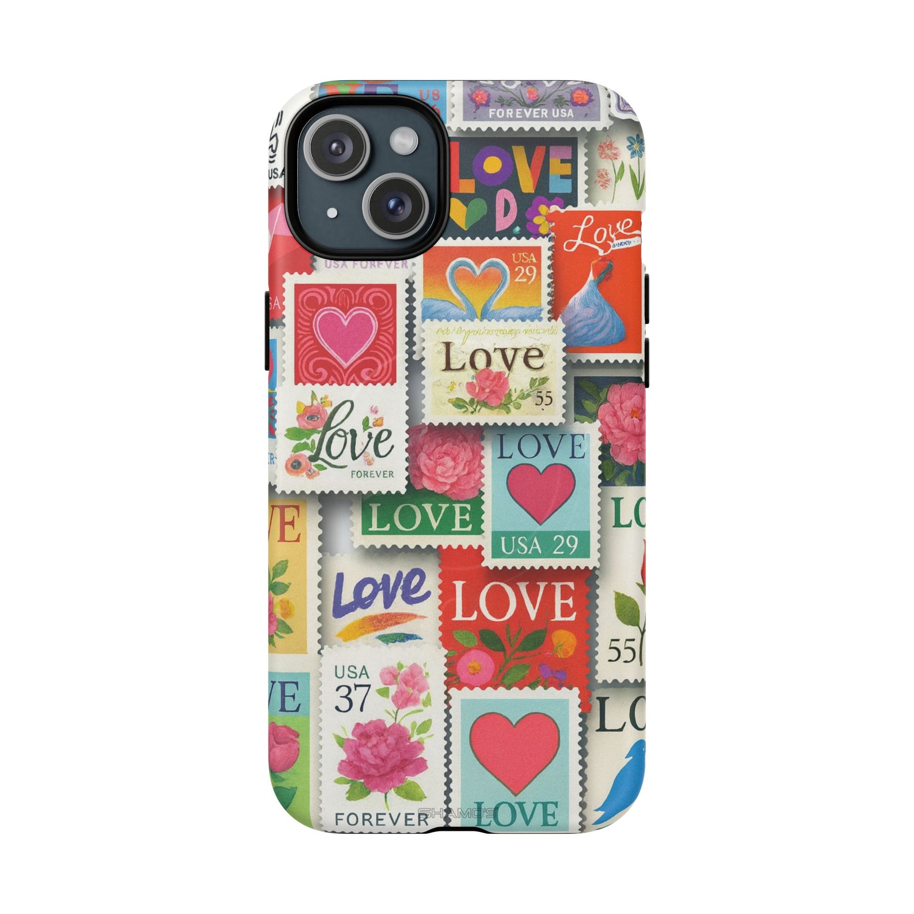 Vintage Romantic Love Stamp iPhone Case | Tough Protection + MagSafe