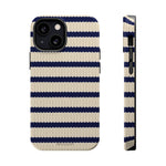 Navy & Cream Ribbed Holiday Sweater Design iPhone Case with MagSafe compatibility