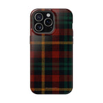 Funda para iPhone resistente a impactos con diseño de cuadros escoceses rojos y verdes con MagSafe