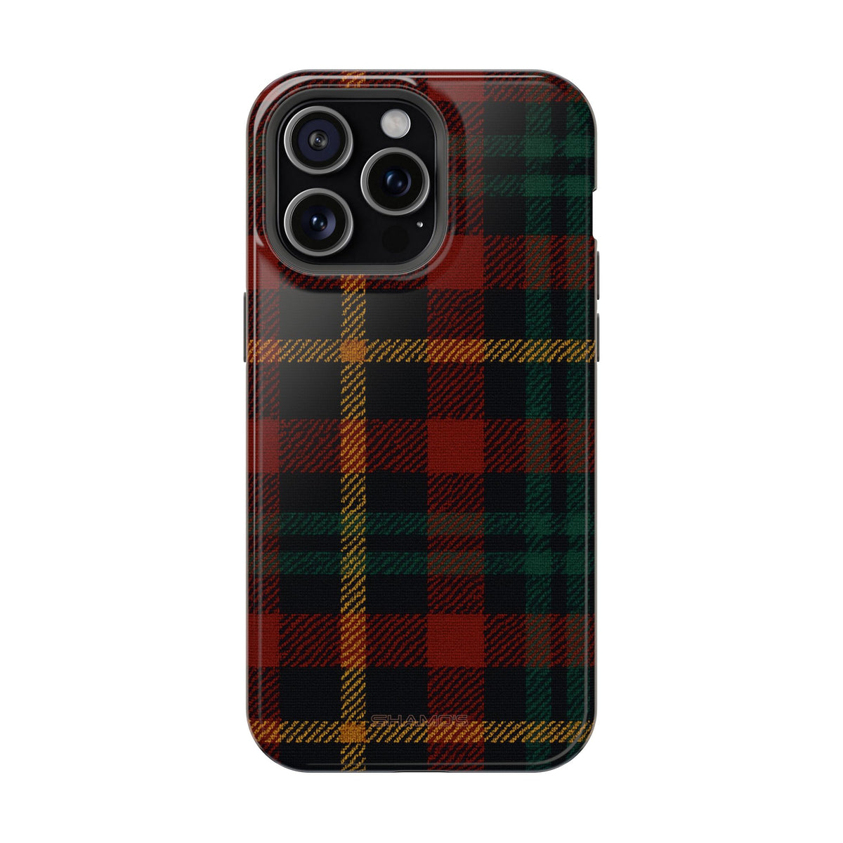 Funda para iPhone resistente a impactos con diseño de cuadros escoceses rojos y verdes con MagSafe