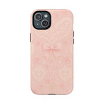 Balletcore Pink Floral Lace iPhone Case with Bow | Works with MagSafe - Shamo's