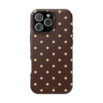 Polka Dot iPhone Case — Brown & Cream MagSafe Protective Cover