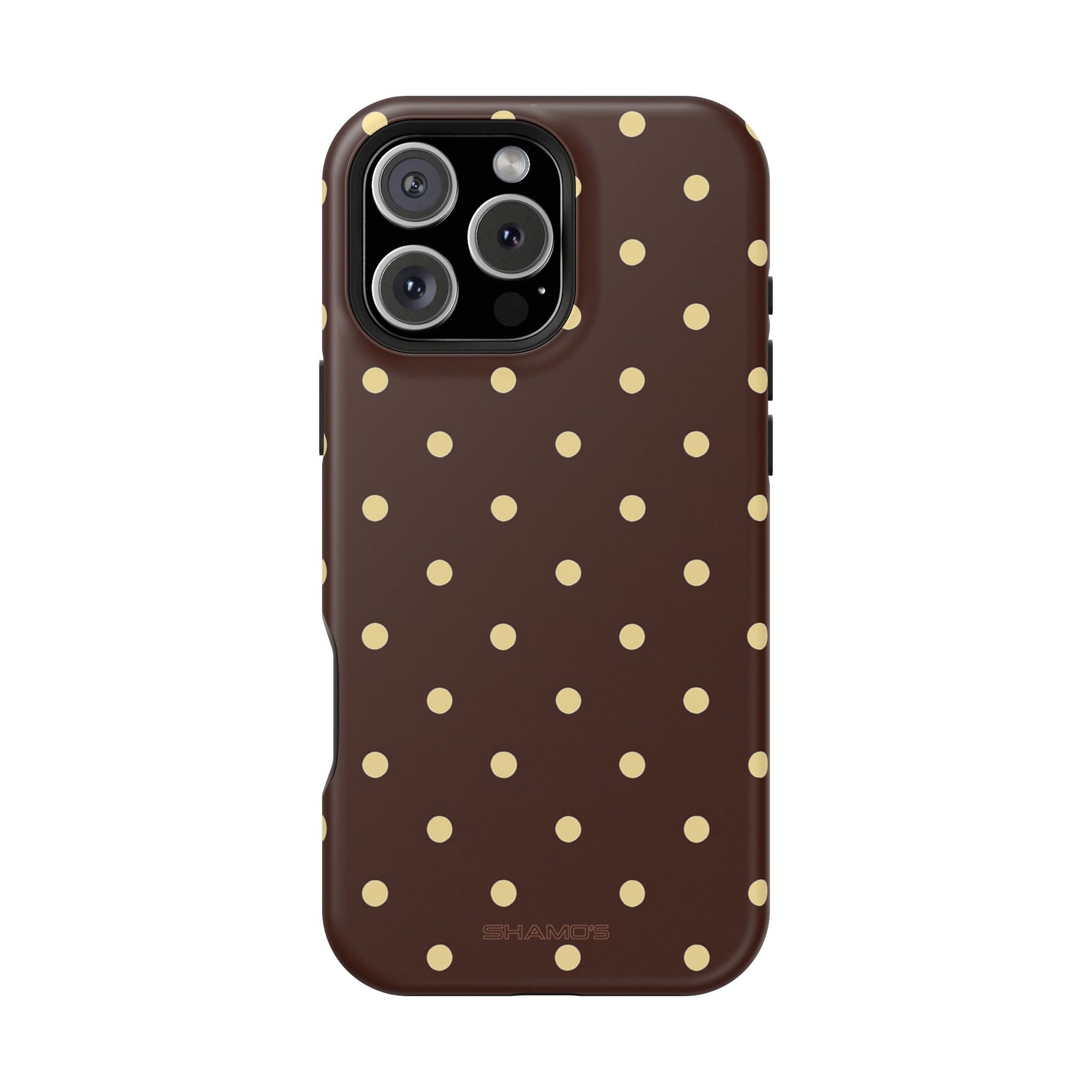 Polka Dot iPhone Case — Brown & Cream MagSafe Protective Cover