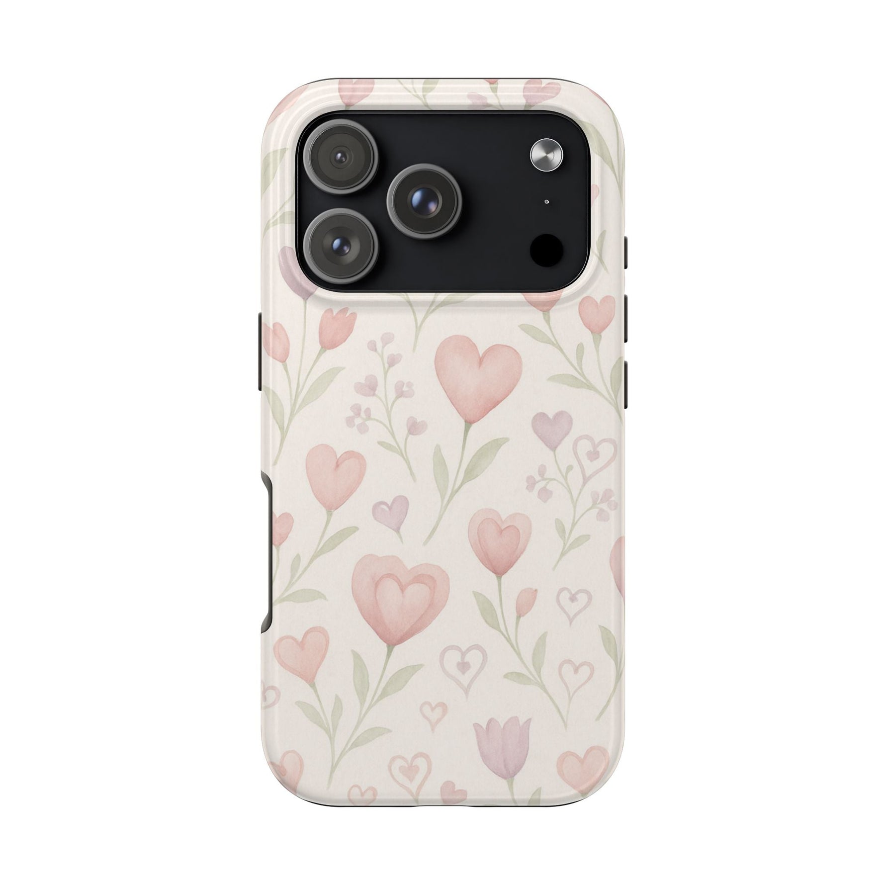 Pink Watercolor Heart Floral Pattern | Tough Impact Phone Case  Shamo's iPhone 17 Pro