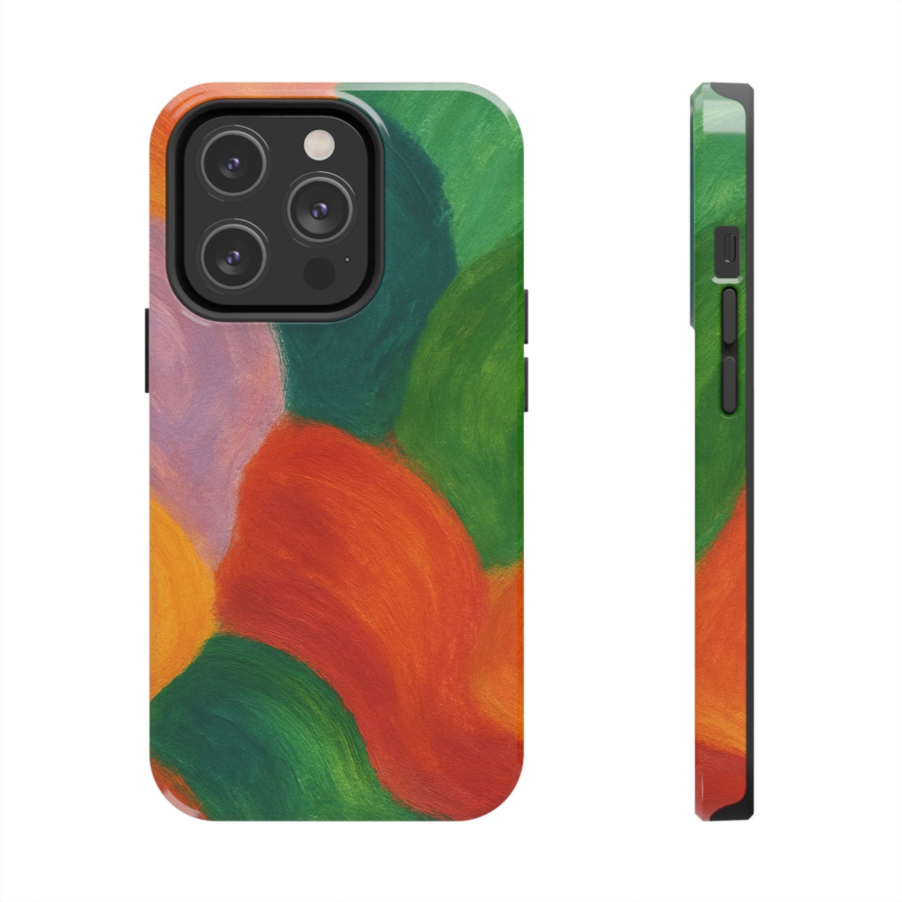 Abstract Color Wave Tough Phone Case — Bold Orange & Green Protective Phone Cover  Shamo's iPhone 14 Pro
