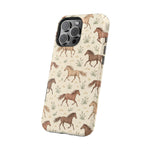 Wild Mustangs – Western Horse Pattern MagSafe Phone Case, glossy square triple-camera Pro model, angled rear view