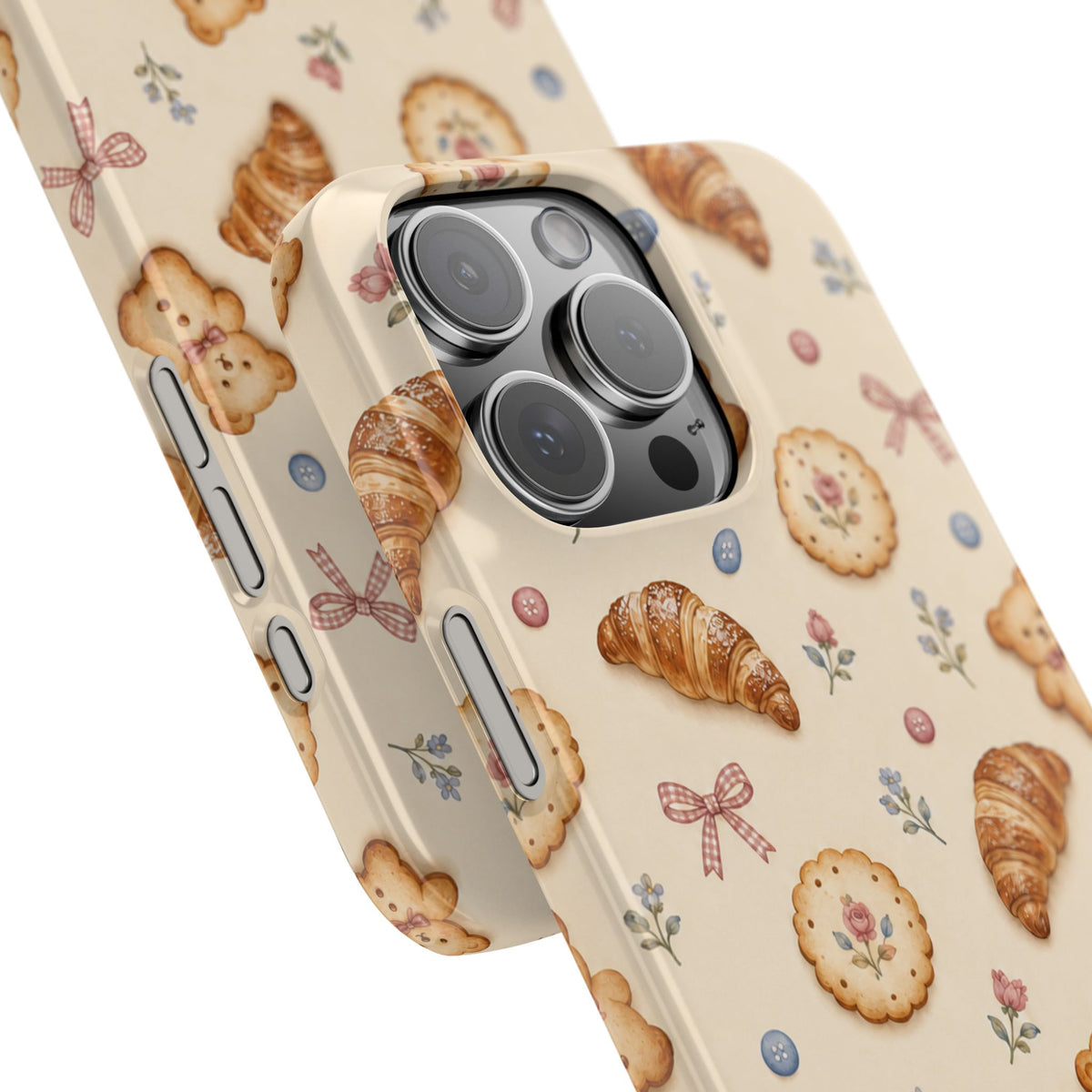 Slanke iPhone-hoes — knus bak- en teddybeerpatroon (recept, hert, knopen)