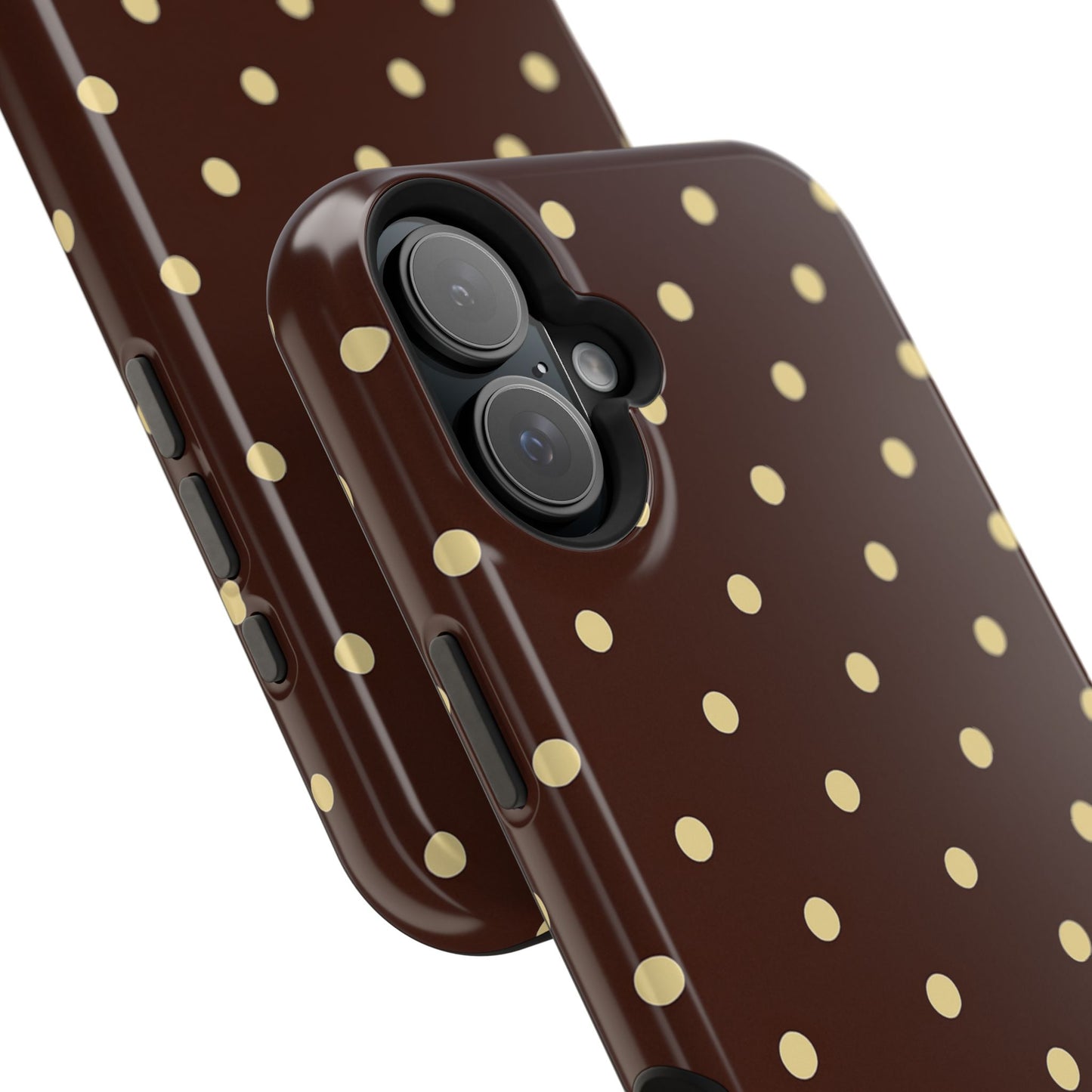 Polka Dot iPhone Case — Brown & Cream Protective Cover with MagSafe compatibility