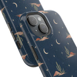 Desert Moon MagSafe Phone Case, glossy diagonal dual-camera model, camera and side-button close-up