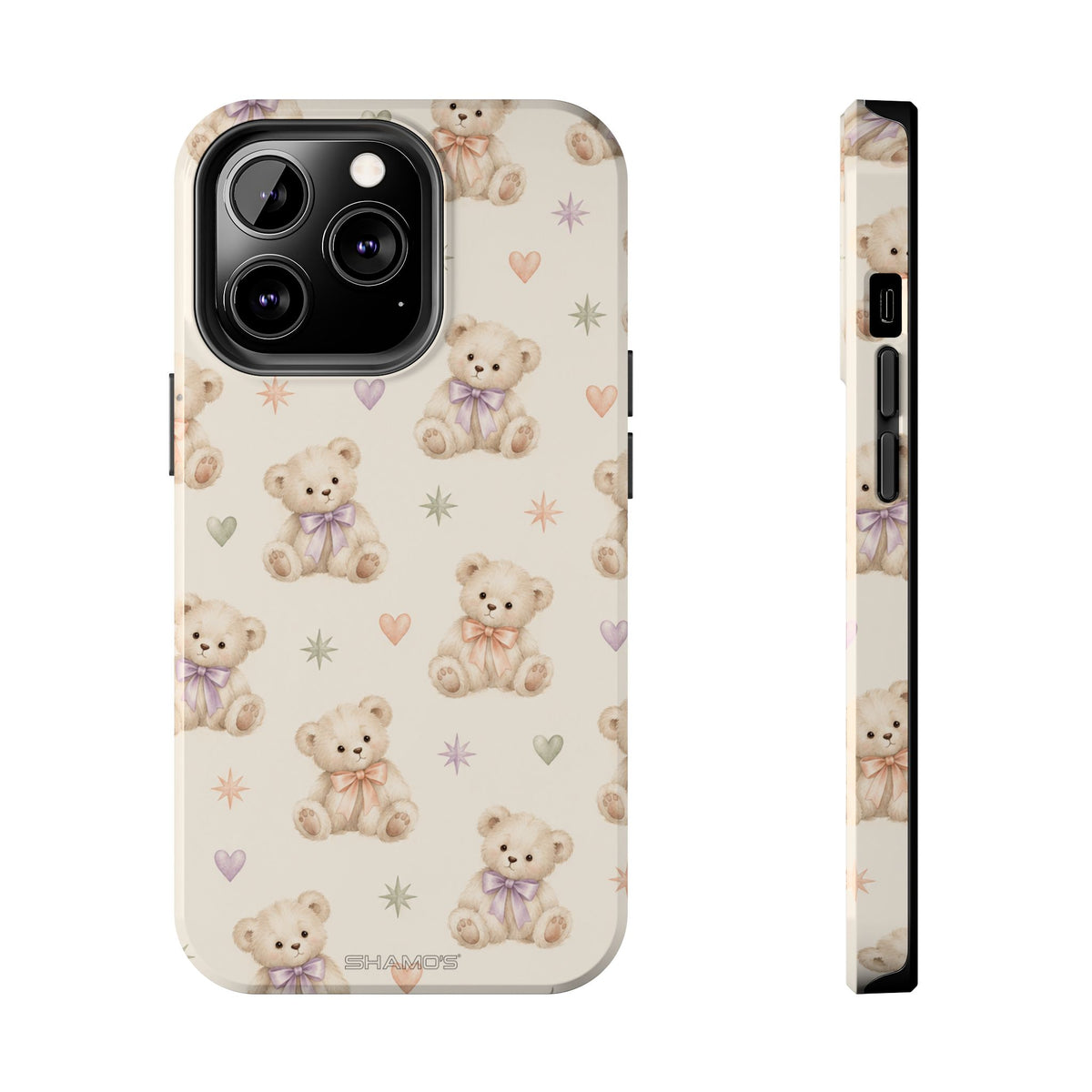 Cute Pastel Bear Impact Phone Case | Heart & Star Kawaii Pattern
