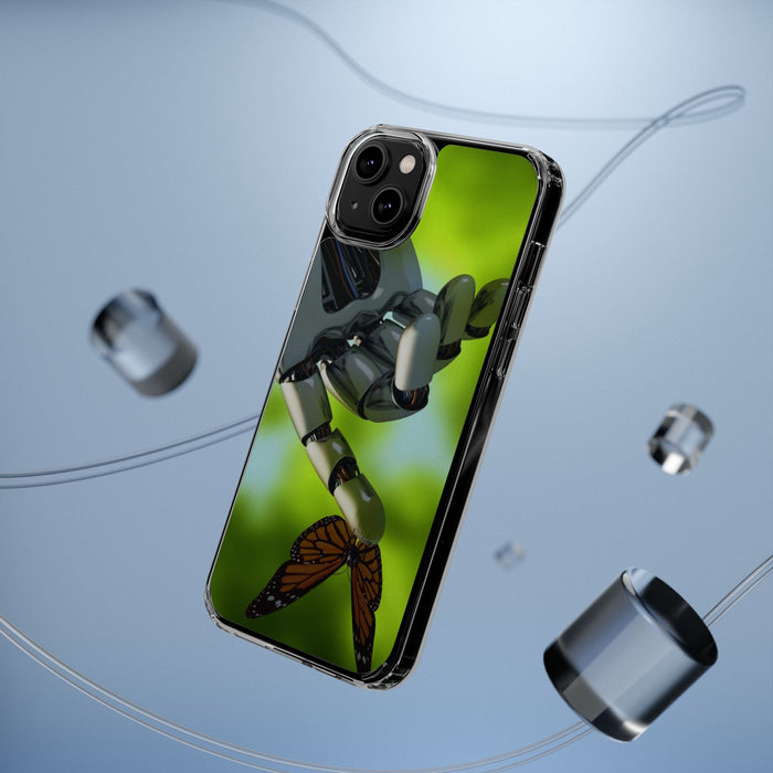 Clear Phone Cases with Robotic hand and Butterfly theme