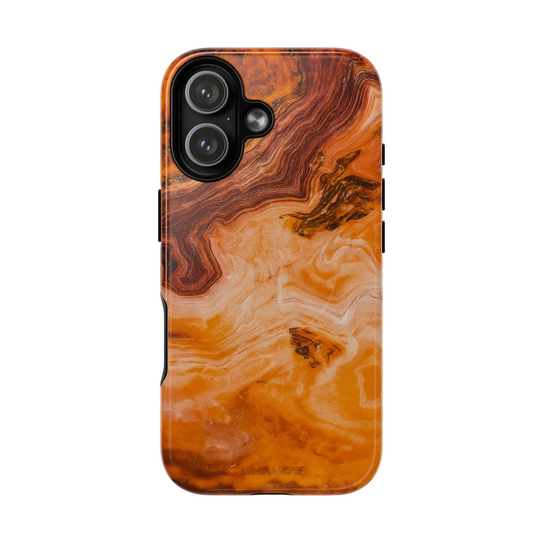 iPhone-Hülle aus bernsteinfarbenem Achatmarmor – kompatibel mit MagSafe