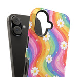 Funda de teléfono resistente a impactos con efecto cascada de colores Rainbow Daisy