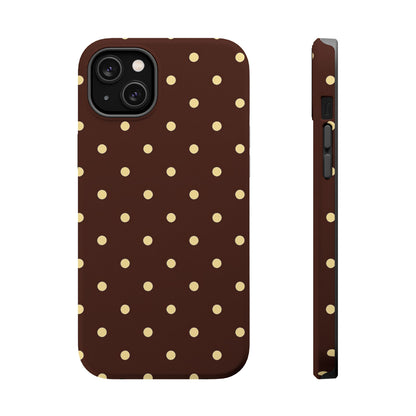 Polka Dot iPhone Case — Brown & Cream Protective Cover with MagSafe compatibility