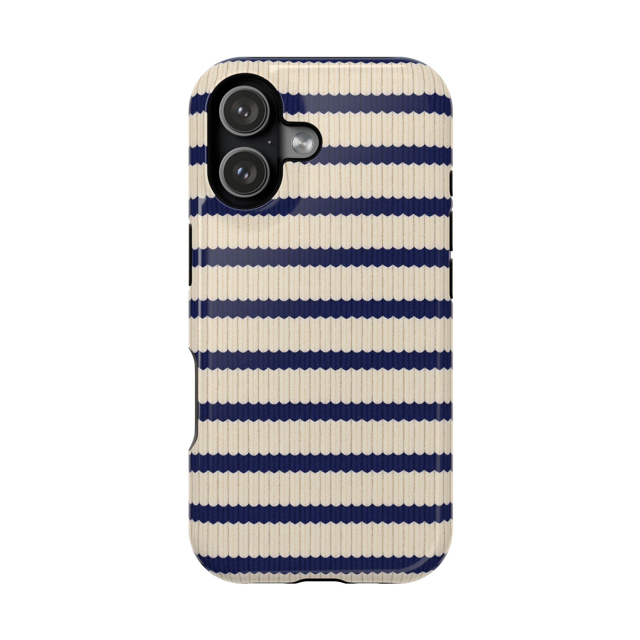 Navy & Cream Ribbed Holiday Sweater Design iPhone Case with MagSafe compatibility  Shamo's iPhone 17 Pro Max / Glossy
